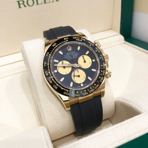116518 Yellow Gold Cosmograph Daytona 40mm Black Paul Newman Index Dial Black Oysterflex