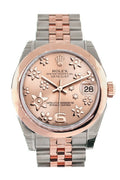 Datejust 31 Pink Raised Floral Motif Dial 18K Rose Gold Two Tone Jubilee Ladies Whatch 178241.