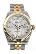 Datejust 31 Silver Jubilee Diamond Dial Fluted Bezel 18K Gold Two Tone Jubilee Ladies 178273.