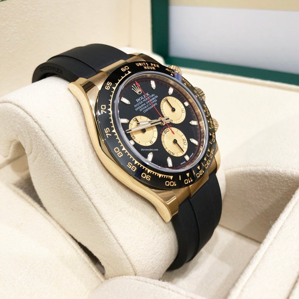 116518 Yellow Gold Cosmograph Daytona 40mm Black Paul Newman Index Dial Black Oysterflex.