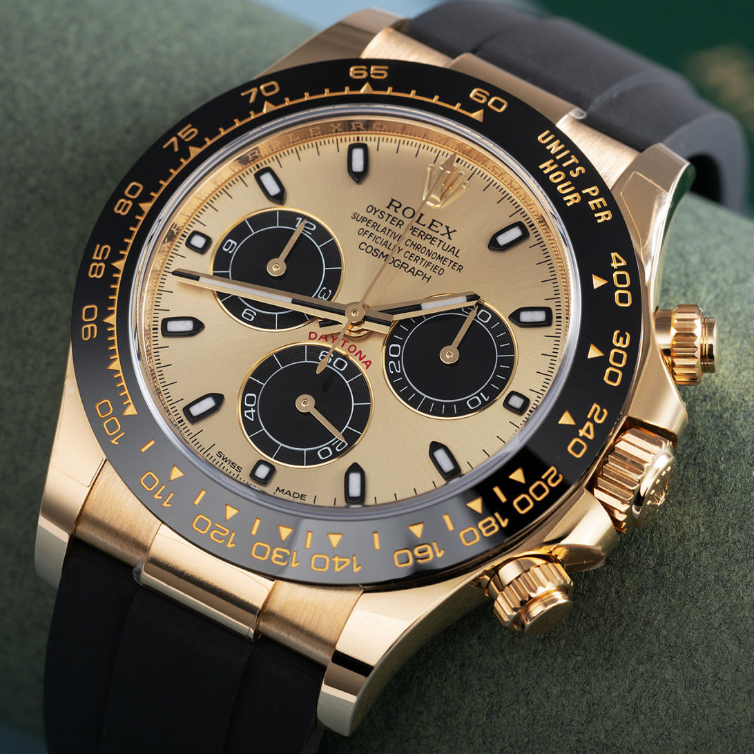 Rolex Cosmograph Daytona, Champagne dial, Oysterflex strap, Yellow gold Watch 116518ln-0048