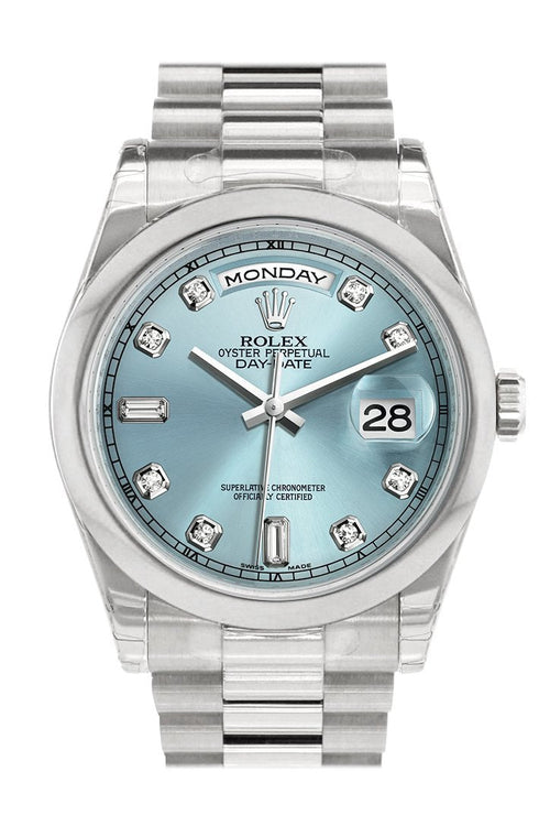 Day Date 36 Ice Blue set Diamonds Dial President Men's Watch 118206.