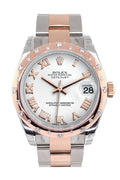 Datejust 31 White Roman Dial Diamond Bezel 18K Rose Gold Two Tone Ladies Watch 278341.