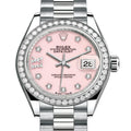 Rolex Lady Datejust 28 White Gold Pink Opal Diamond IX Dial & Diamond Bezel President Bracelet 279139RBR - BRAND NEW