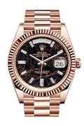 Day-Date 40 Eisenkiesel 10 Baguette-cut Fluted Dial Diamond Bezel 18K Everose gold President Automatic Men's Watch 228235.